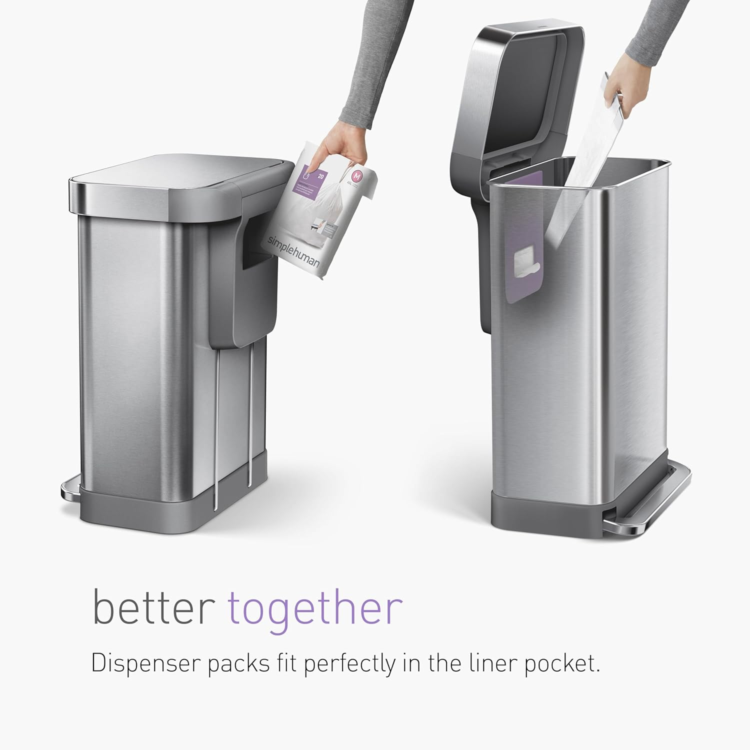 Simplehuman Code H Custom Fit Drawstring Rubbish Bags, 30-35 Liter / 8-9 Gallon, White, 100 Count