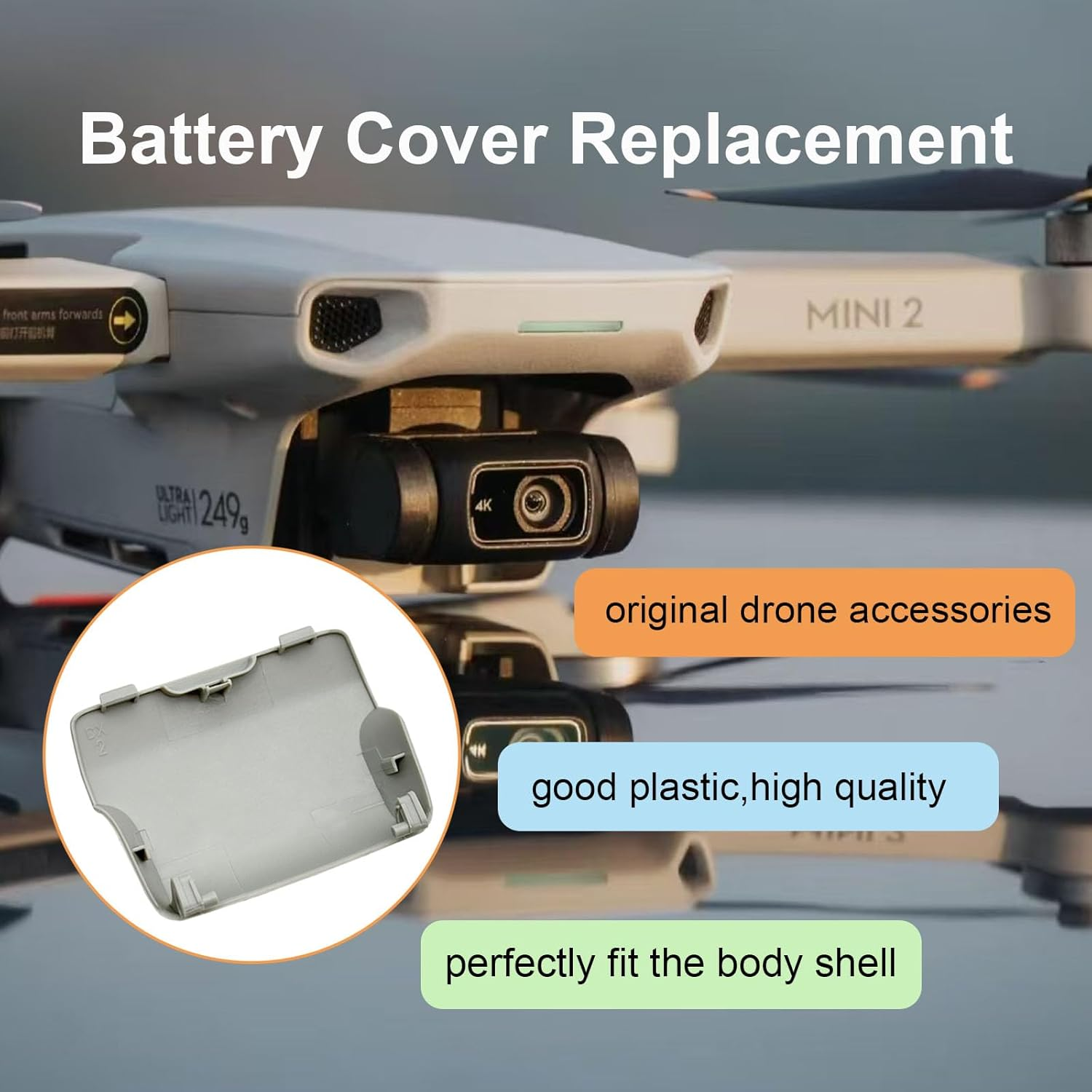 ZWLLKJGS Mini 2 Battery Cover Replacement for DJI Mini 4K/Mini 2/Mini 2 Se/Mavic Mini Drone Battery Cover Replacement Part Original Mini 4K Body Accessories image number 2