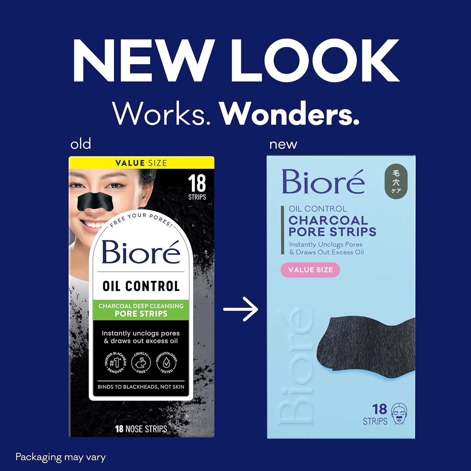 Biore Charcoal Deep Cleansing Pore Strips, Nose Strips for Blackhead Removal on Oily Skin, Features C-Bond Technology with Instant Pore Unclogging, 18 Count image number 2