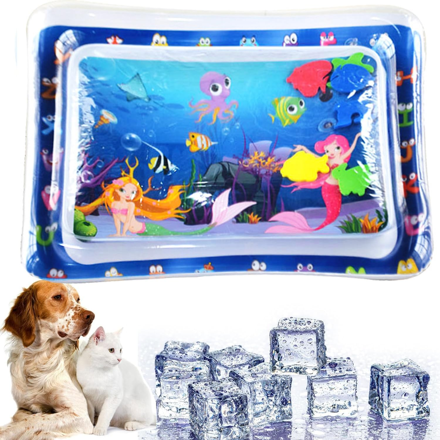 Sensor Water Play Mat, Sensor Water Playmat, Water Sensor Play Mat for Cats, Dogs, Water Mat, Sensory Toy, Summer Water Play Mat for Children, Interactive Cat Toy (A) - A image number 3