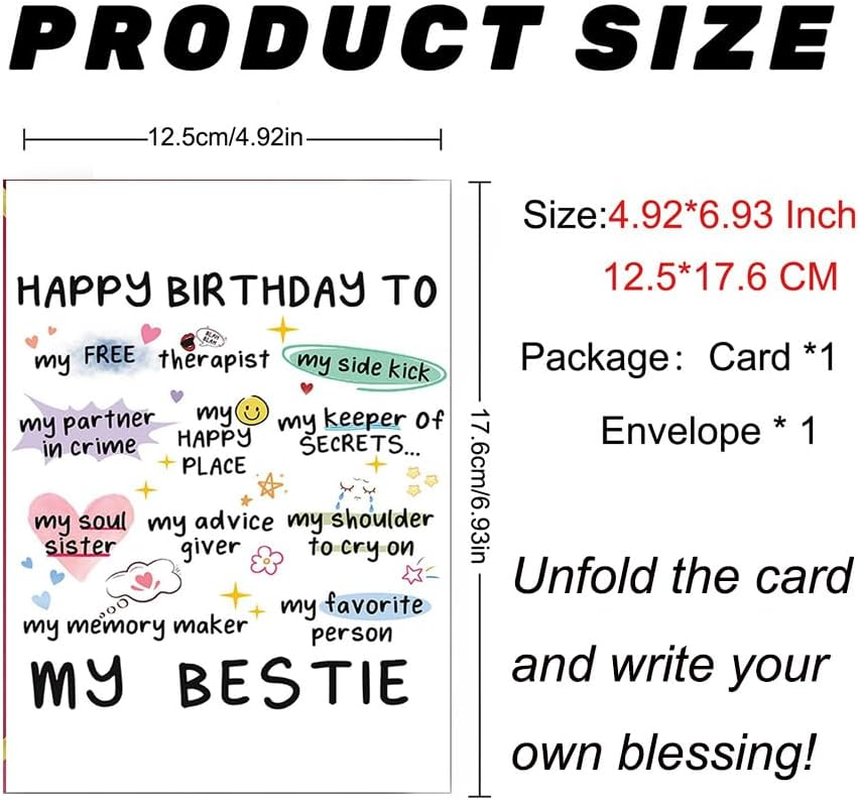 Weforu Funny Birthday Card for My Bestie - Hilarious Best Friend Greeting Card with Sweet Message (Blank inside for Personal Note)