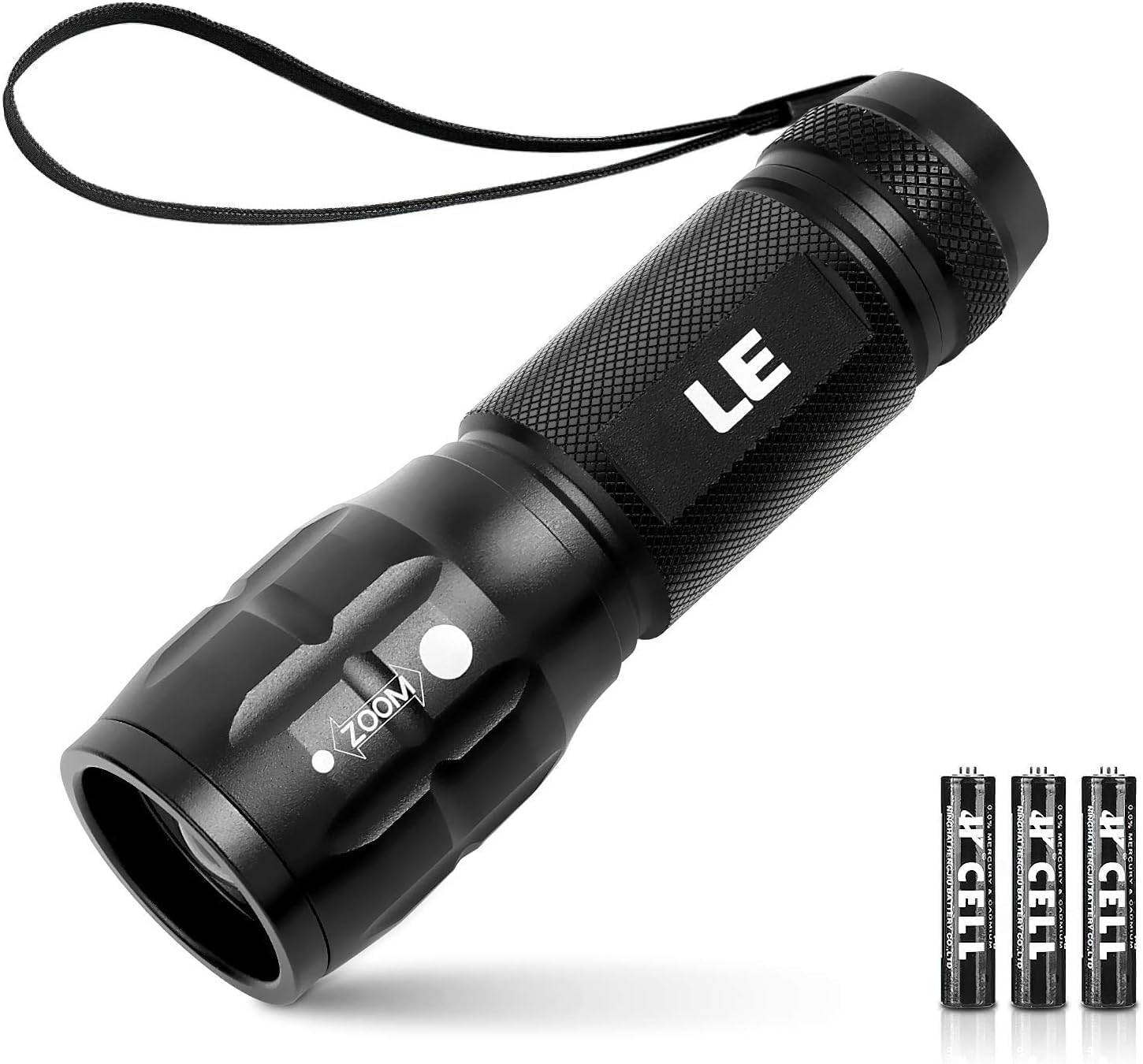 LE LED Torch, Super Bright Battery Powered Flashlight with Adjustable Focus, Waterproof, Handheld Tactical Mini Torches, Lightweight Flashlight for Emergency,Running, 3 AAA Batteries Included image number 6