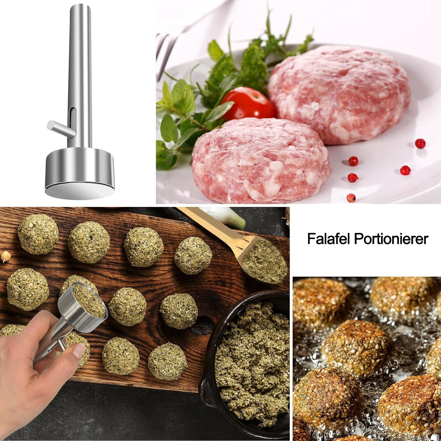 Falafel Maker, 4 Cm Falafel Scoop, Falafel Scoop, Stainless Steel Falafel Shaper, Non-Adhesive Falafel Baller Tool, Falafel Baller Tool, Falafel Balls, for the Kitchen Home and Restaurant