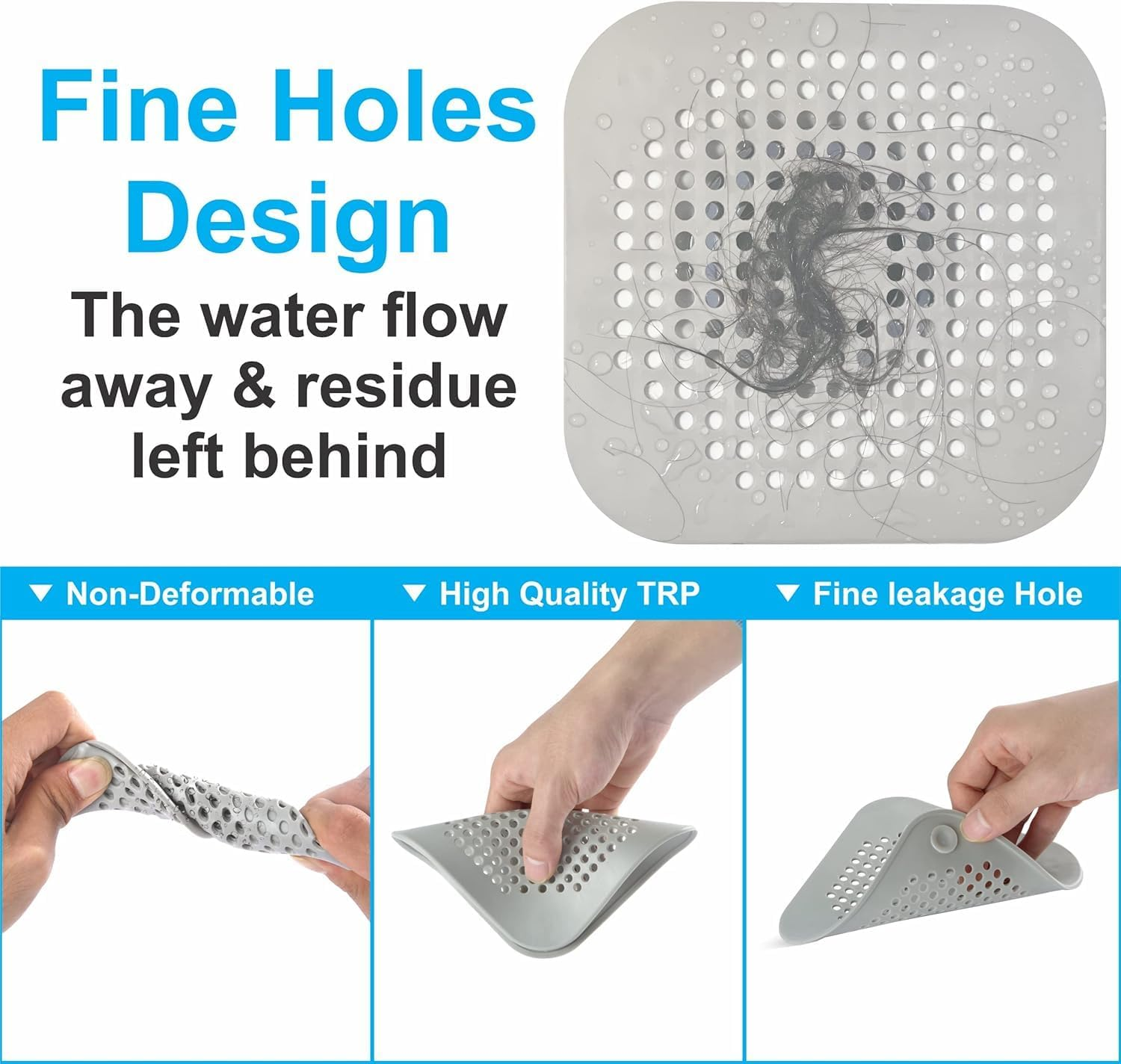 3 Pack Shower Hair Drain Catcher Is Hair Stopper for Shower Drain with 4 Suction Cups Easy to Install Hair Catcher Shower Drain Suit for Bathroom Bathtub Kitchen (Grey, 5.7") image number 1