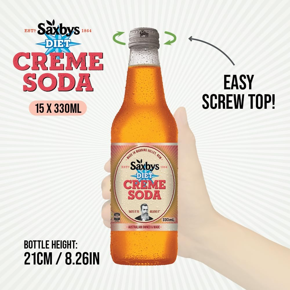 Saxby'S No Sugar Creme Soda 330Ml X 15 image number 3
