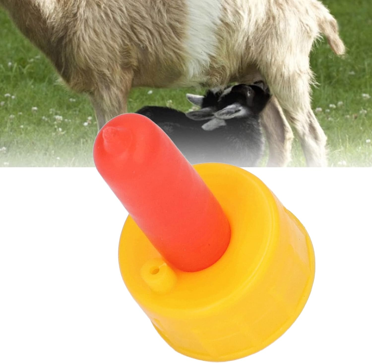 Goat Nursing Nipple, 10Pcs Lamb Milk Drink Feeder Nipple with Silicone Biting Part and Vent Hole for Orphaned Small Animal Feeding Including Dogs Foals and Other