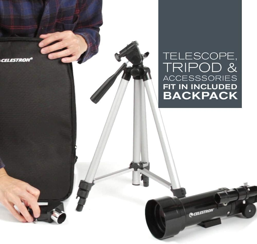 21035 Travel Telescope 70Mm F/5.7 AZ Refractor Telescope Kit, Black, 70 with Backpack image number 3