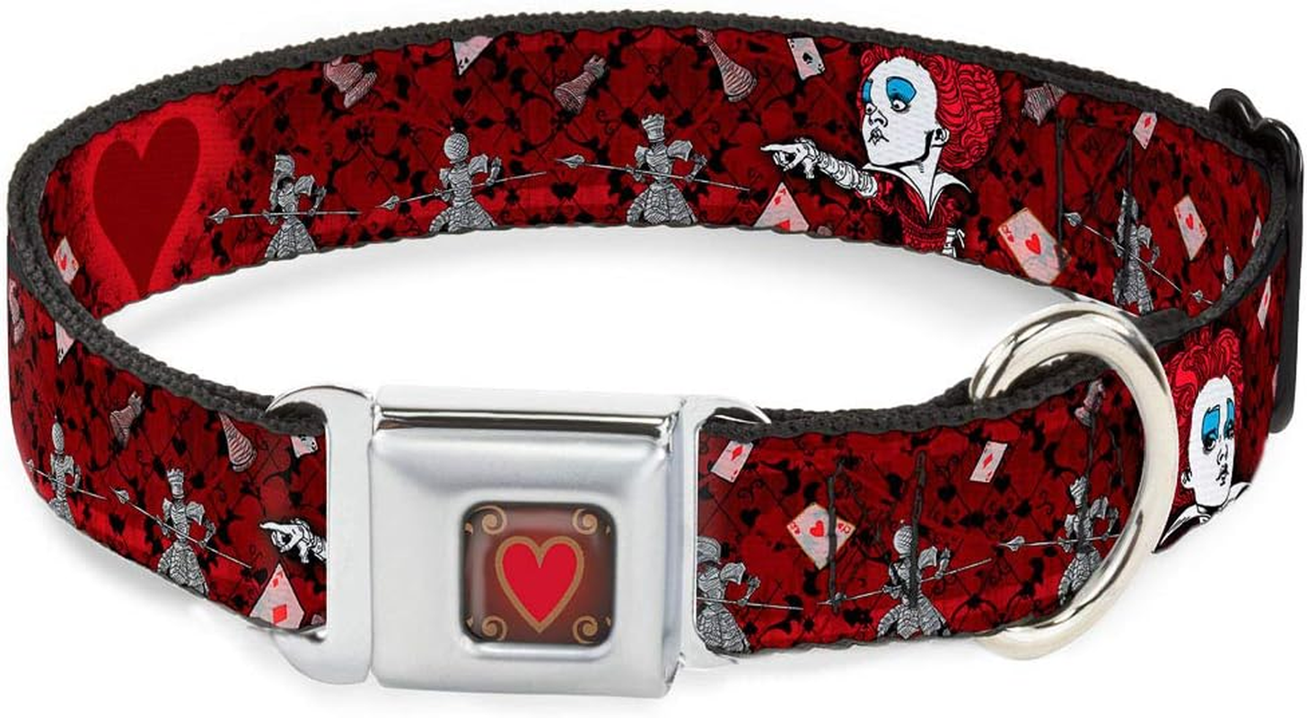 Buckle-Down Seatbelt Buckle Dog Collar - Queen of Hearts Poses/Hearts/Cards Reds/Black - 1.5" Wide - Fits 18-32" Neck - Large image number 4