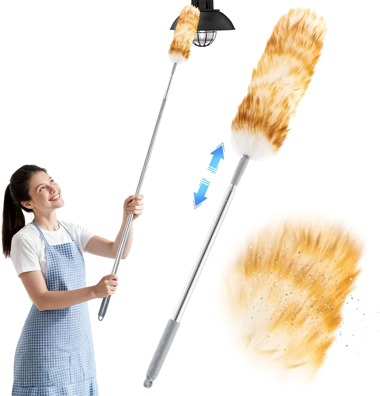 RANJIMA Duster, Telescopic Washable Cobweb Broom with Telescopic Handle, Long Extendable up to 2.4 M for High Ceilings, Ceiling Fan, Ceilings, Cobwebs image number 5