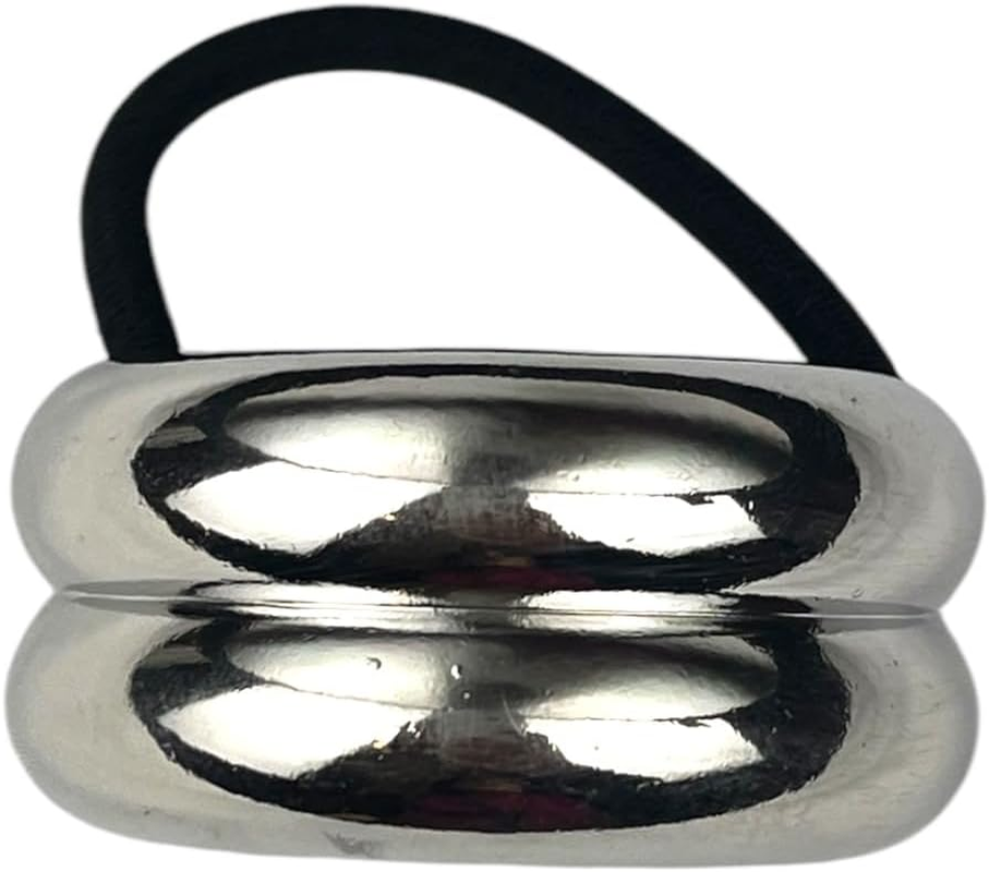 Bottega Della Principessa - Hair Accessories Silver - Elastic Hair Accessories for Women with Metal Plate - Elegant and Versatile, with Satin Bag image number 1
