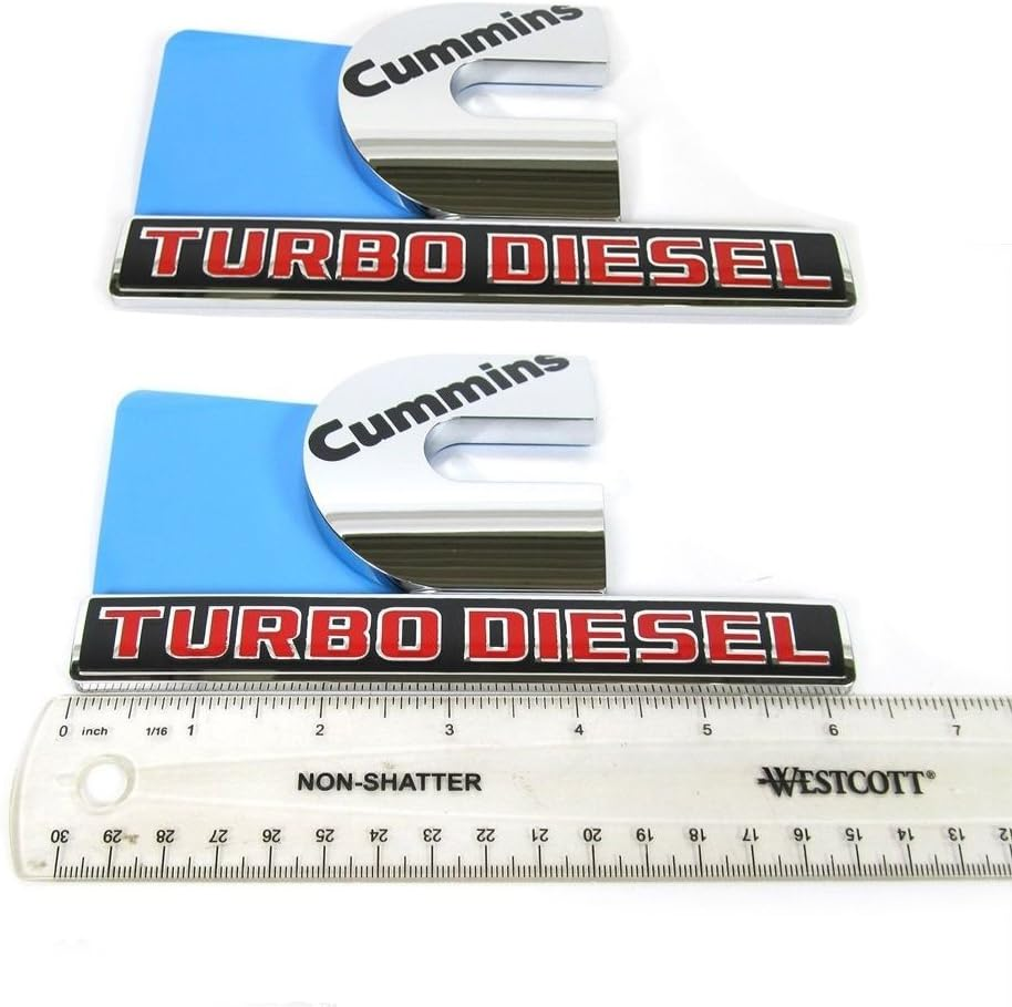 Yoaoo 2X Replacement for Cummins Turbo Emblem Badge 2500 3500 Fender Emblem Matte Big Black Red 6.2" by 3.4" Inches - Black With White image number 4