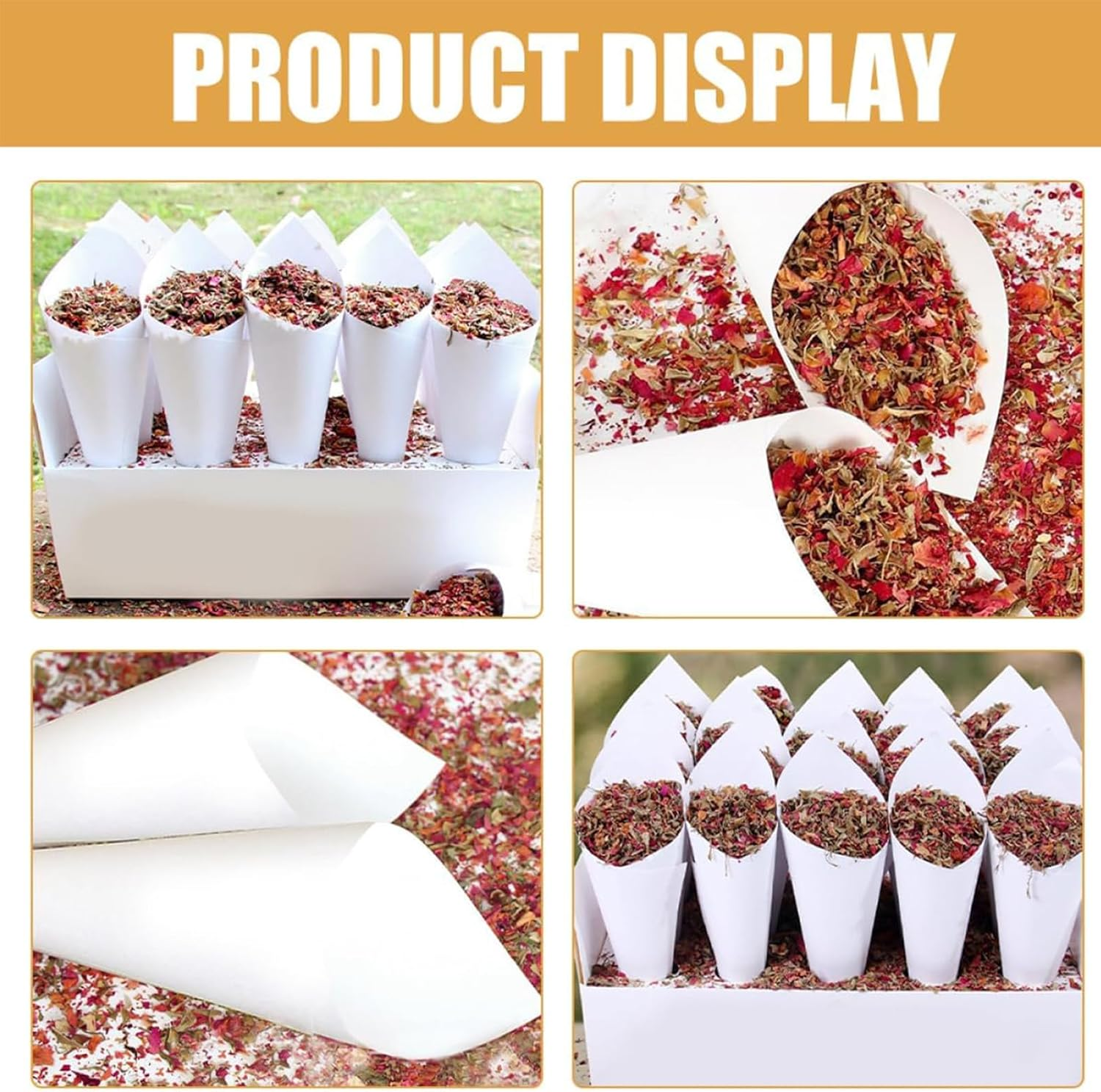 30Pcs Confetti Cones with Holder Box，Wedding Confetti Cones for Decoration Wedding Birthday Party Candy Chocolate image number 6