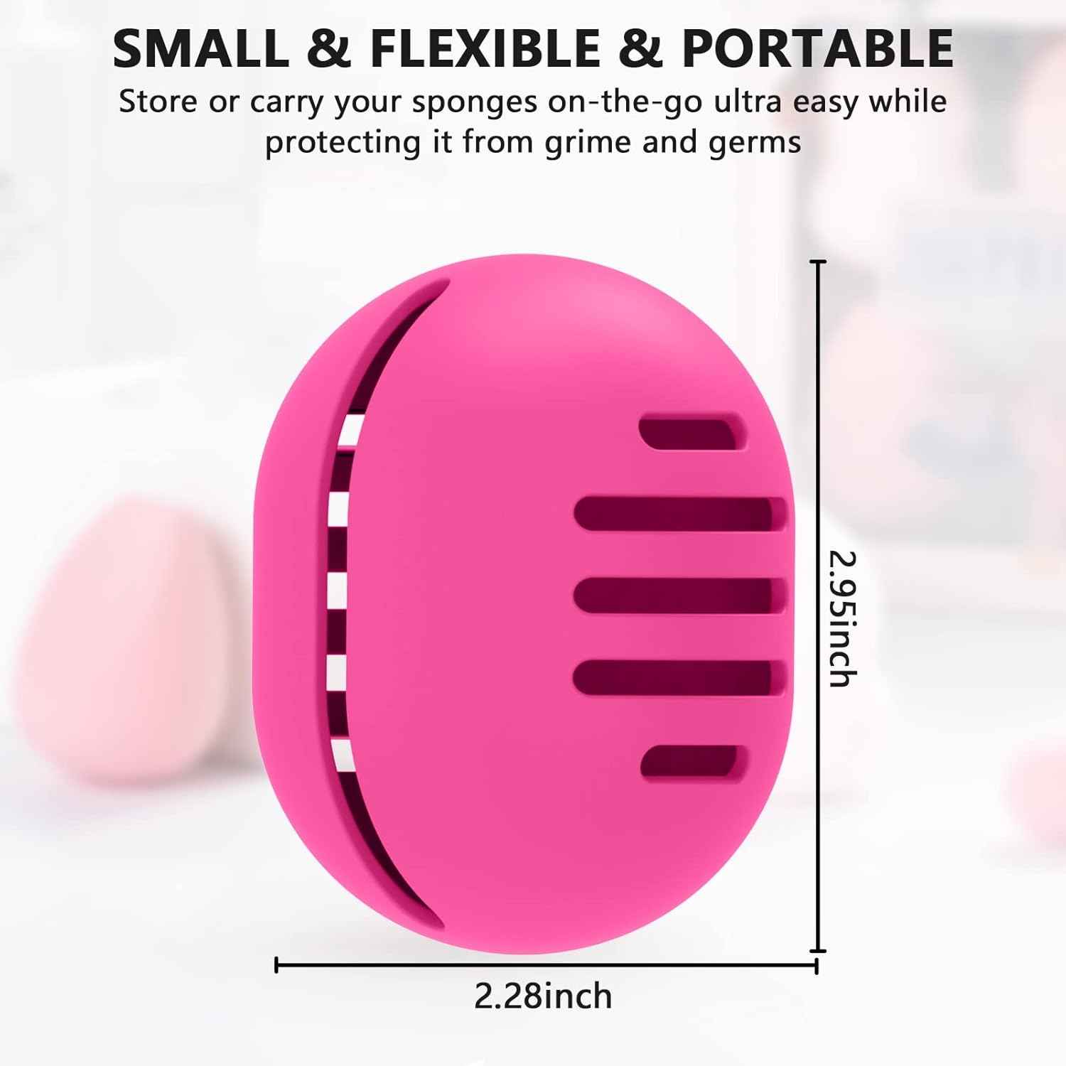 Fauxomor Makeup Sponge Holder,Double-Sided Stripe Vented Silicone Beauty Blender Holder for Travel,Shatterproof Make up Sponge Travel Case for All Sponges Sanitary Reuse Easy to Carry,Rose Red image number 5