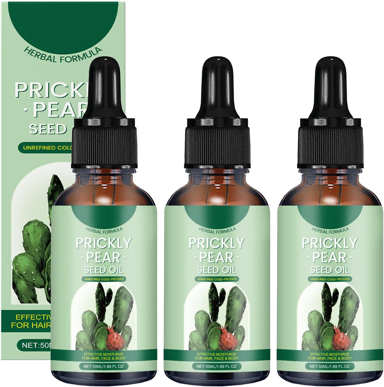 Qguojie Organic Prickly Pear Seed Oil 50Ml | 100% Pure Natural Cactus Oil for Face, Hair & Body | Skin Moisturizer for Firming, Hydrating & Anti-Aging | All Skin Types (3) image number 1