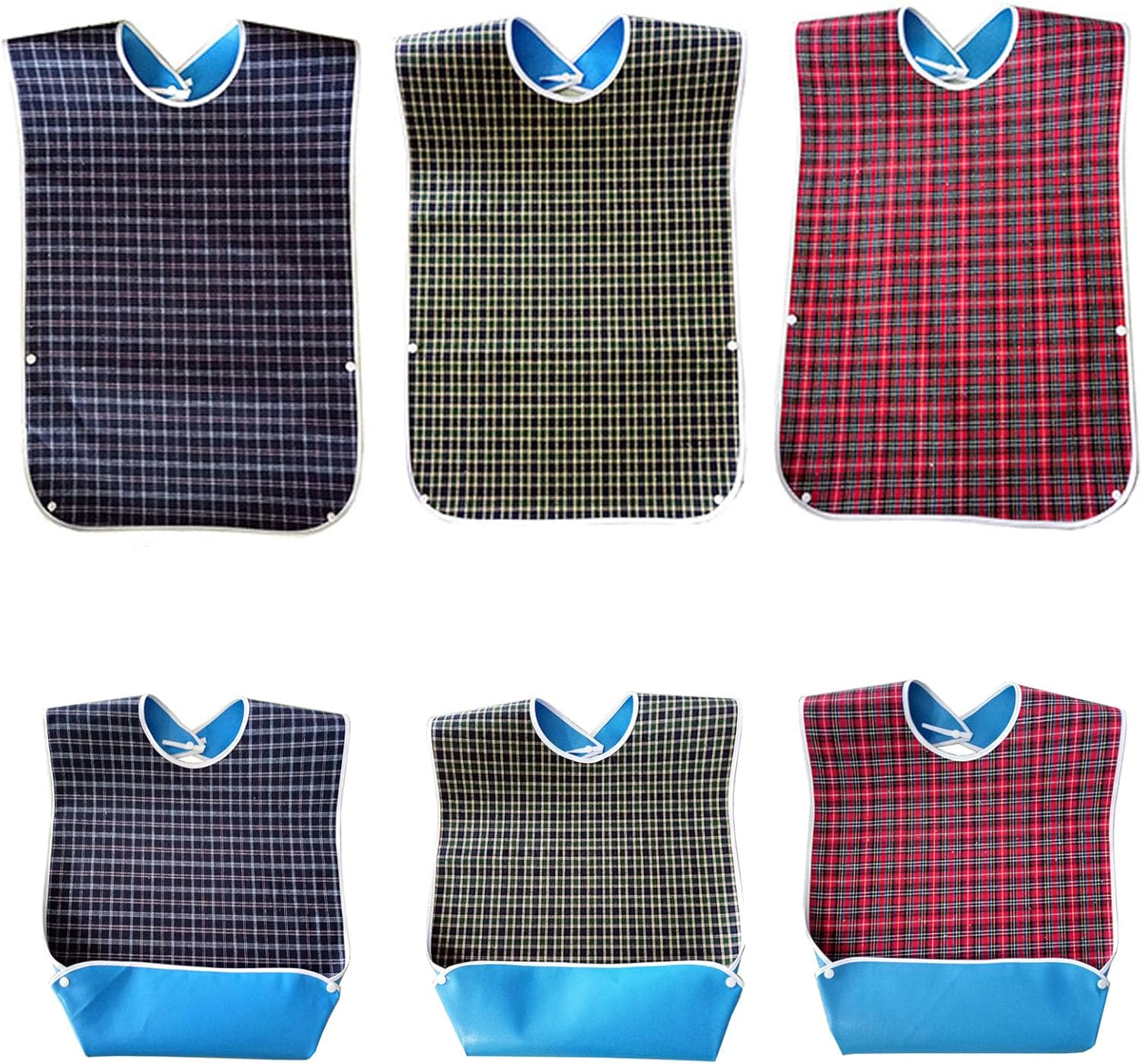 3Pcs Adult Bibs, Washable Dining Bibs Reusable Clothing Protector for Elderly Women Men image number 1