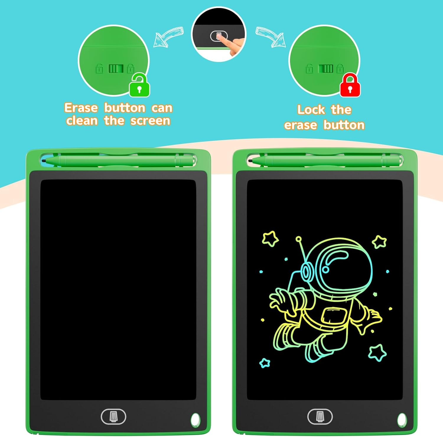 3-Pack LCD Writing Tablet for Kids 8.5 Inch, Colorful Doodle Board Drawing Pad Set, Erasable Electronic Educational Toys for Girls Boys Ages 3-8, Travel-Friendly with Lock Function & Stylus Pens image number 5