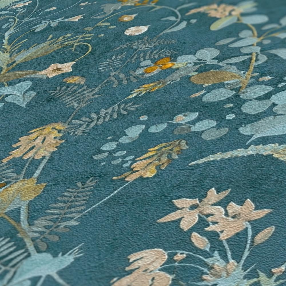 A.S. Cr&eacute;ation the Bos 388253 Non-Woven Wallpaper Petrol Blue Jungle Wallpaper 10.05 M X 0.53 M Made in Germany image number 1