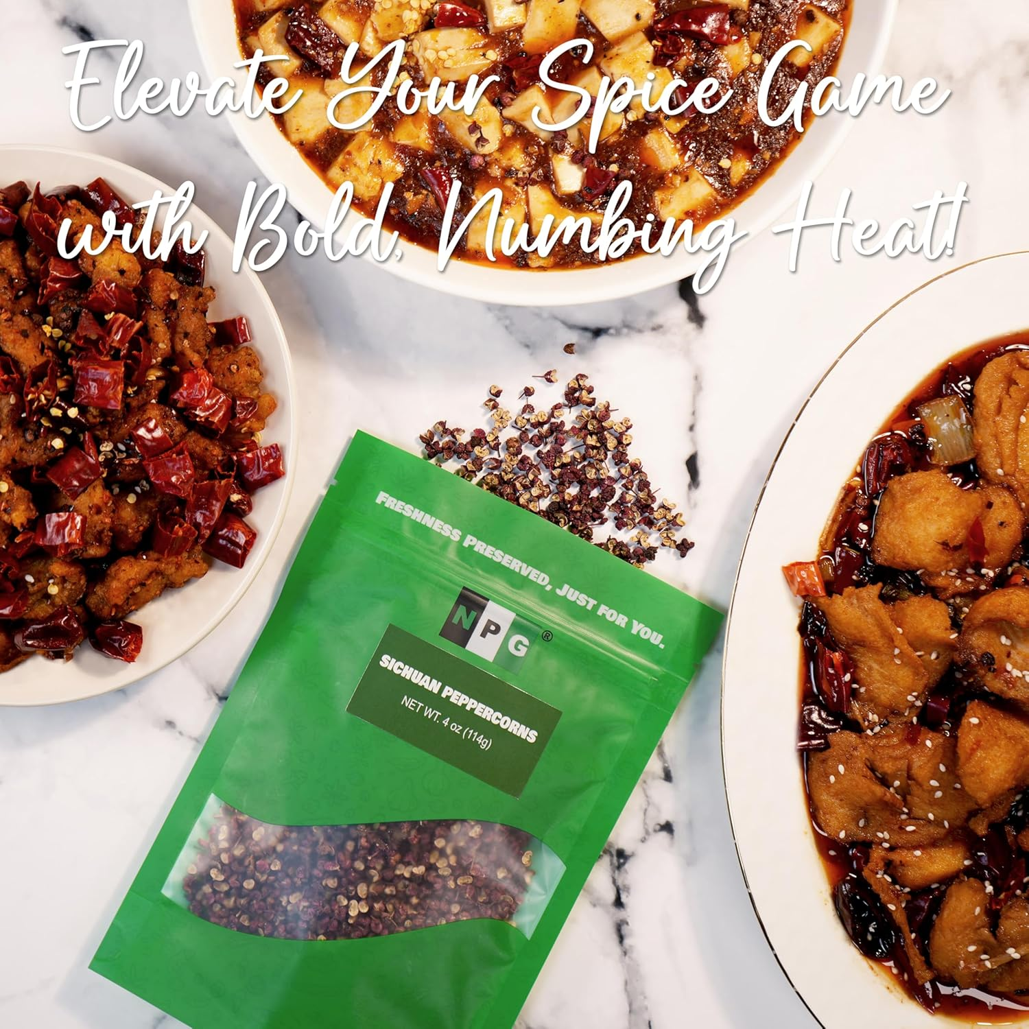 NPG Premium Szechuan Red Peppercorns Sichuan Whole Peppercorns 4 Ounces, a Mouth-Numbing Spice, Red Sichuan Peppers for Kung Pao Chicken, Mapo Tofu, and Chinese Cuisine image number 5