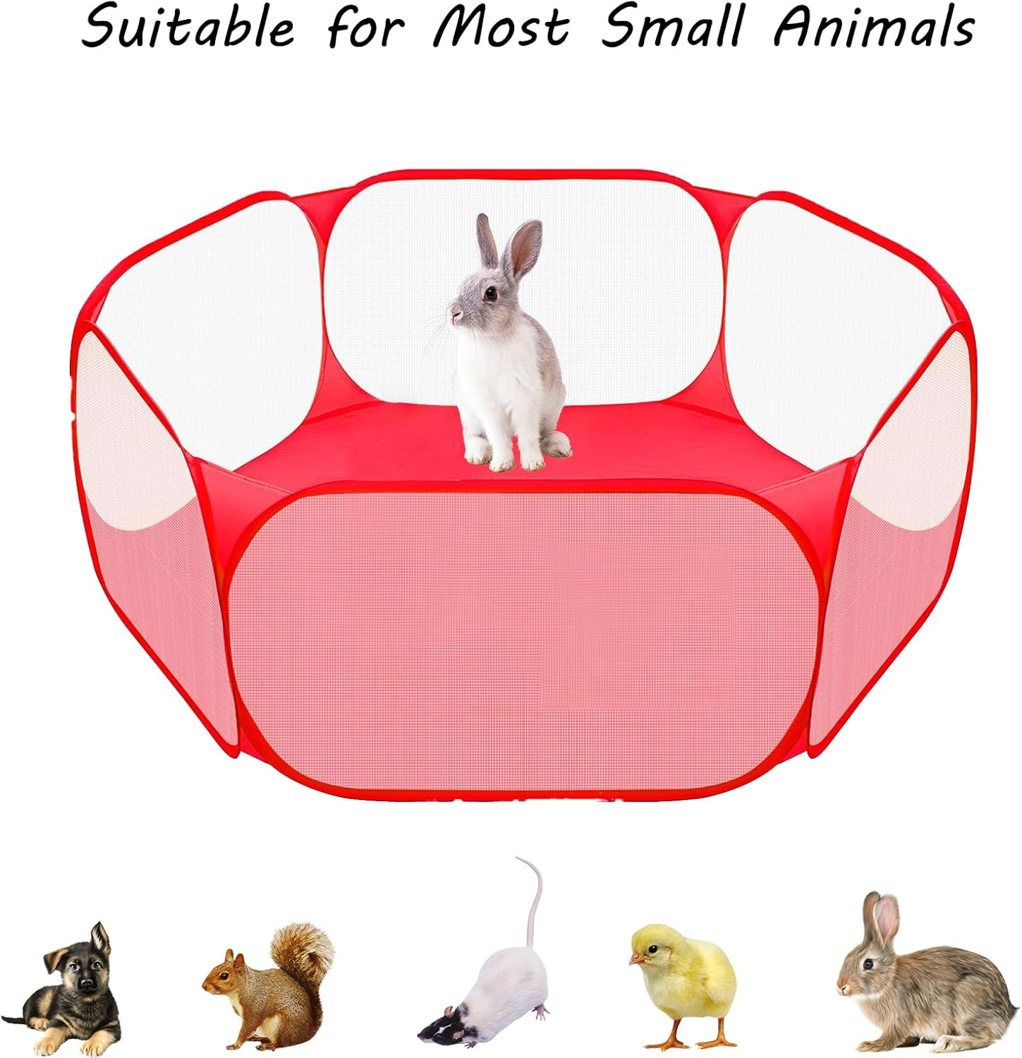 Small Animals Playpen, Portable Pop-Up Open Interactive Pet Tent, Indoor Outdoor Fence for Rabbits, Guinea Pig, Hamster, Chinchillas, Kittens, Puppies - Black image number 4