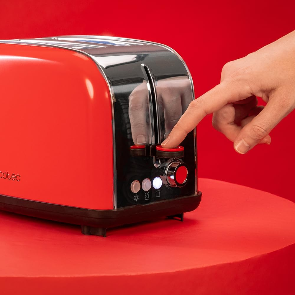 Cecotec Vertical Toaster Toastin' Time 850 Red Lite, 850W, Capacity for 2 Slices of Bread, Wide Slot, Stainless Steel, Preset Functions for Convenience, Customizable Toast Control image number 6
