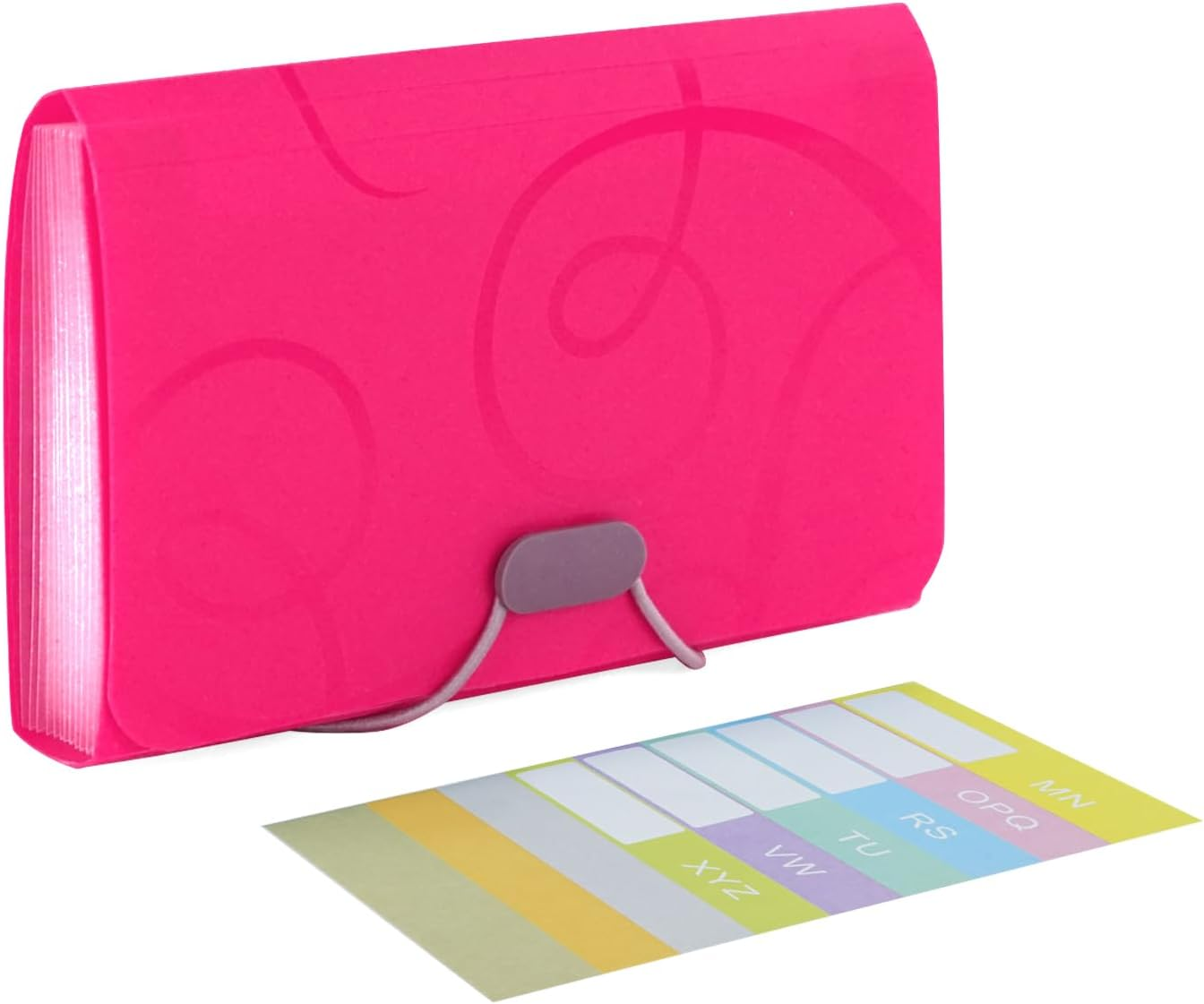 EKIND 7X4.5 Expandable Portable Folder, 13 Pocket Rope Accordion File Organizer, A6 Plastic Wallet for Cards,Coupons,Receipt,Tax Item, Mini Expanding Folders (1Pcs, Rose) image number 2