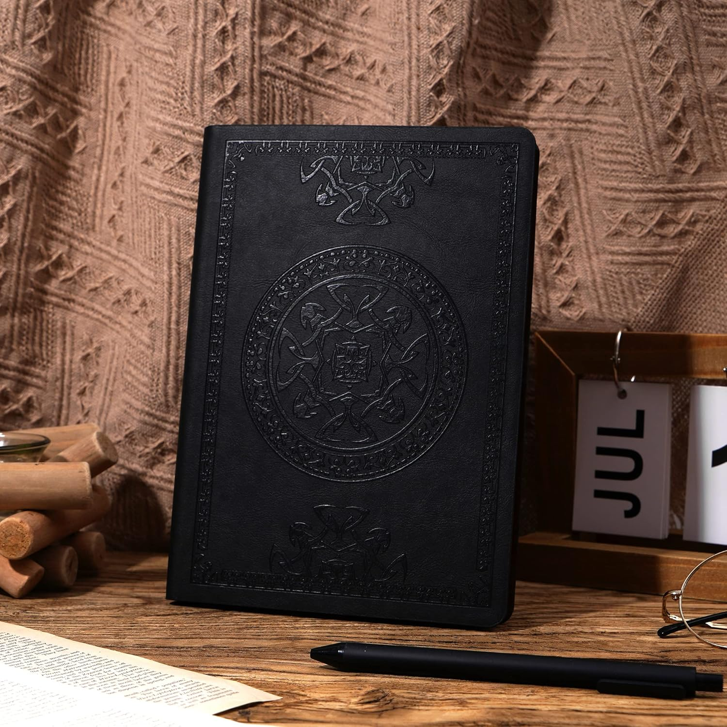 CAGIE Lined Journal for Men Soft Cover Notebook Leather Journals for Writing, 180 Lay Flat Vintage Mens Journal Personal Diary, 5.7'' X 8.3'', Black image number 4