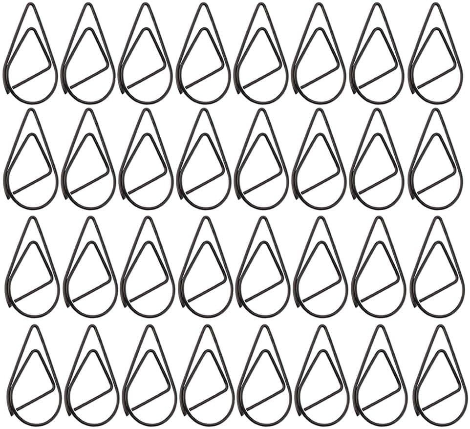 Black Paper Clips, 200 PCS Cute Drop-Shaped Stainless Steel Paper Clips, Tear Drop Shape Paper Clip for Office School Supplies Wedding Invitations Scrapbooking Crafts Bookmarks by DACUAN image number 3