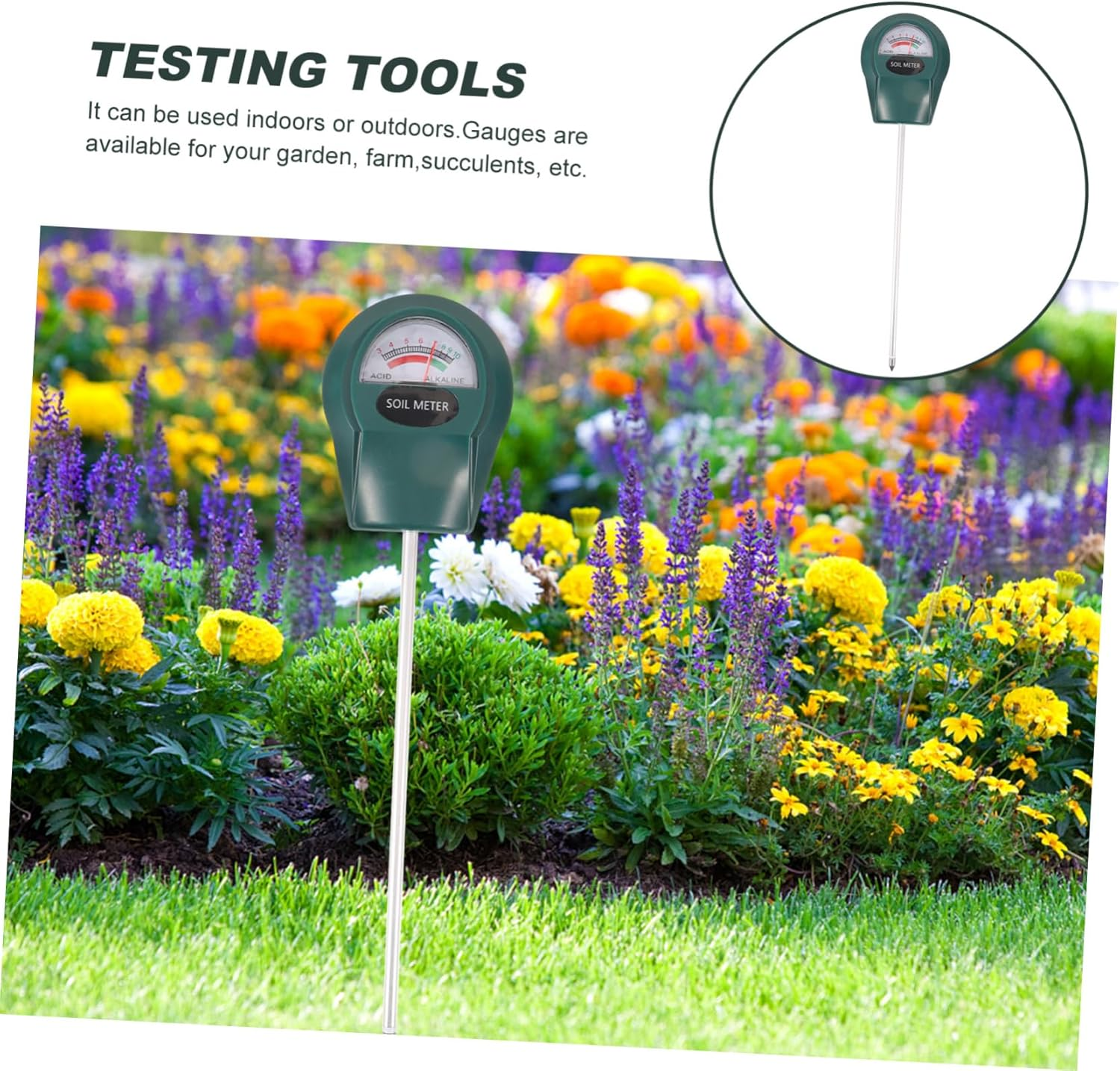 INOOMP Soil Ph Meter for Gardening and Lawn Care Accurate Soil Testing Tool Single Probe Outdoor Ph Tester for Farm and Garden Use image number 2