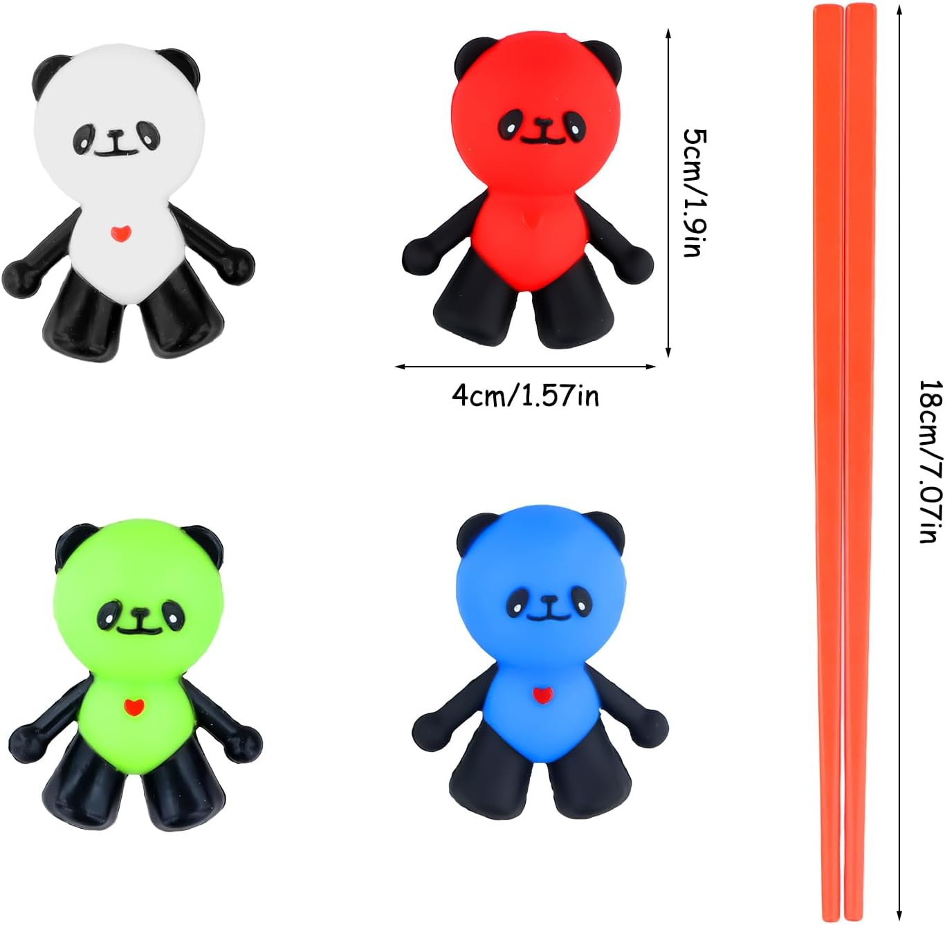 Chopsticks, Chopsticks Panda, Chopsticks for Children, Reusable Non-Slip Chopsticks, Training Chopsticks, Personalized Chopsticks for Ramen, Asian Tableware (Black White) image number 2