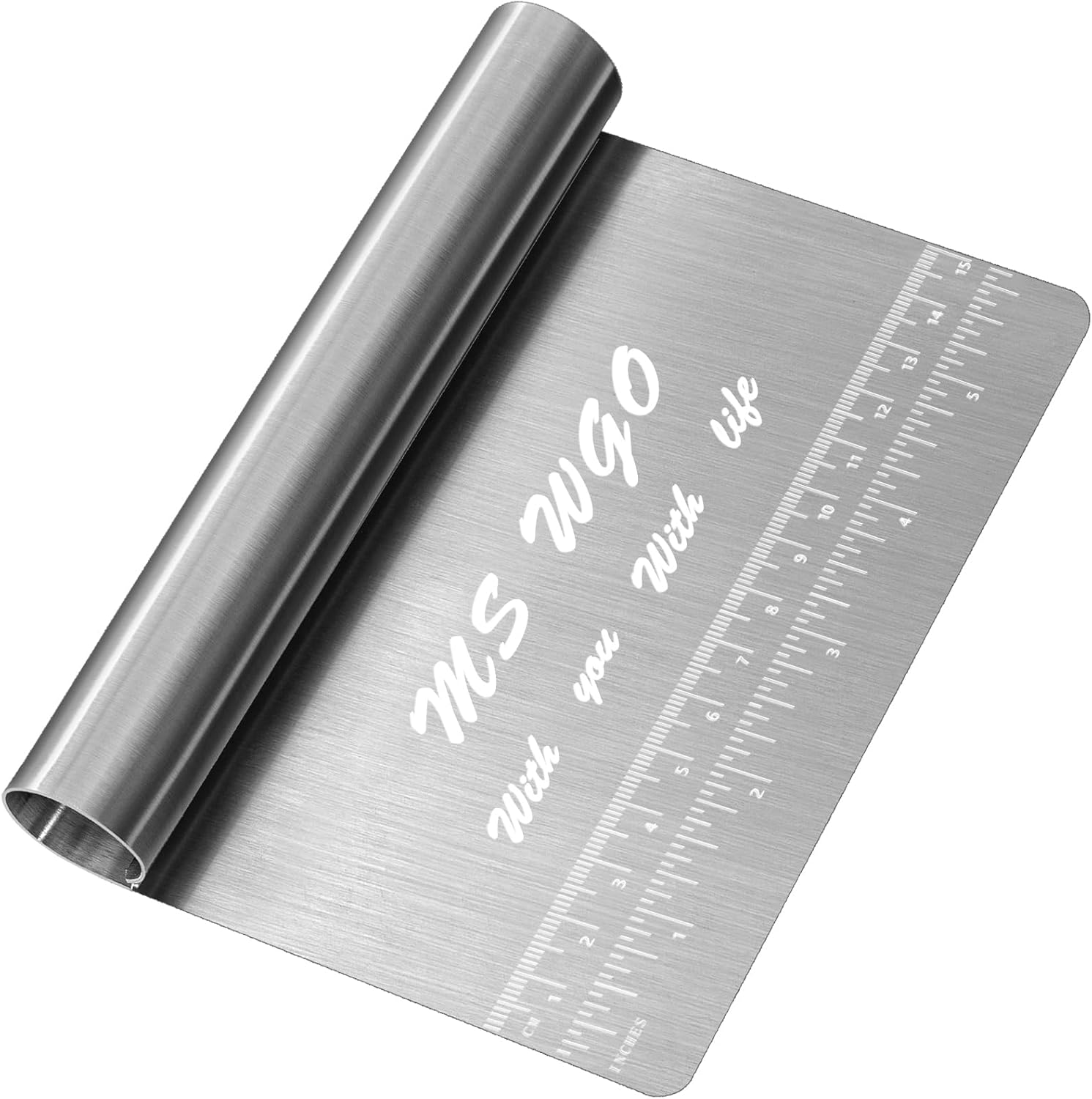 Pro Dough Pastry Scraper/Cutter / Chopper Stainless Steel Mirror Polished Good Grips with Measuring Scale Multipurpose- Cake, Pizza Cutter - Pastry Bread Separator Scale Knife