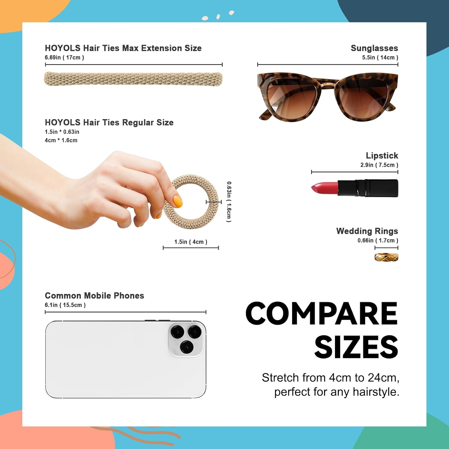 HOYOLS Large Seamless Hair Ties for Thick Hair, Soft Ponytail Holders Bands No Damage Elastics for Women Girls Scrunchies (Autumn Hues Color) image number 2