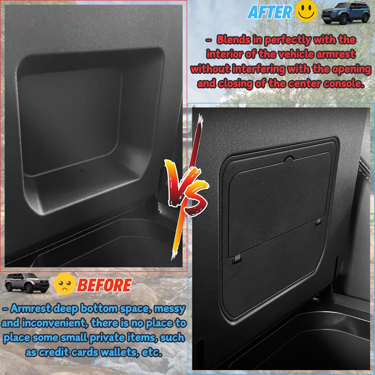 For 2025 2024 Toyota Land Cruiser LC250 Prado Center Console Organizer Armrest Hidden Compartment Storage Box Car Accessories Interior Middle Center Console Tray (Not for First Edition) image number 3