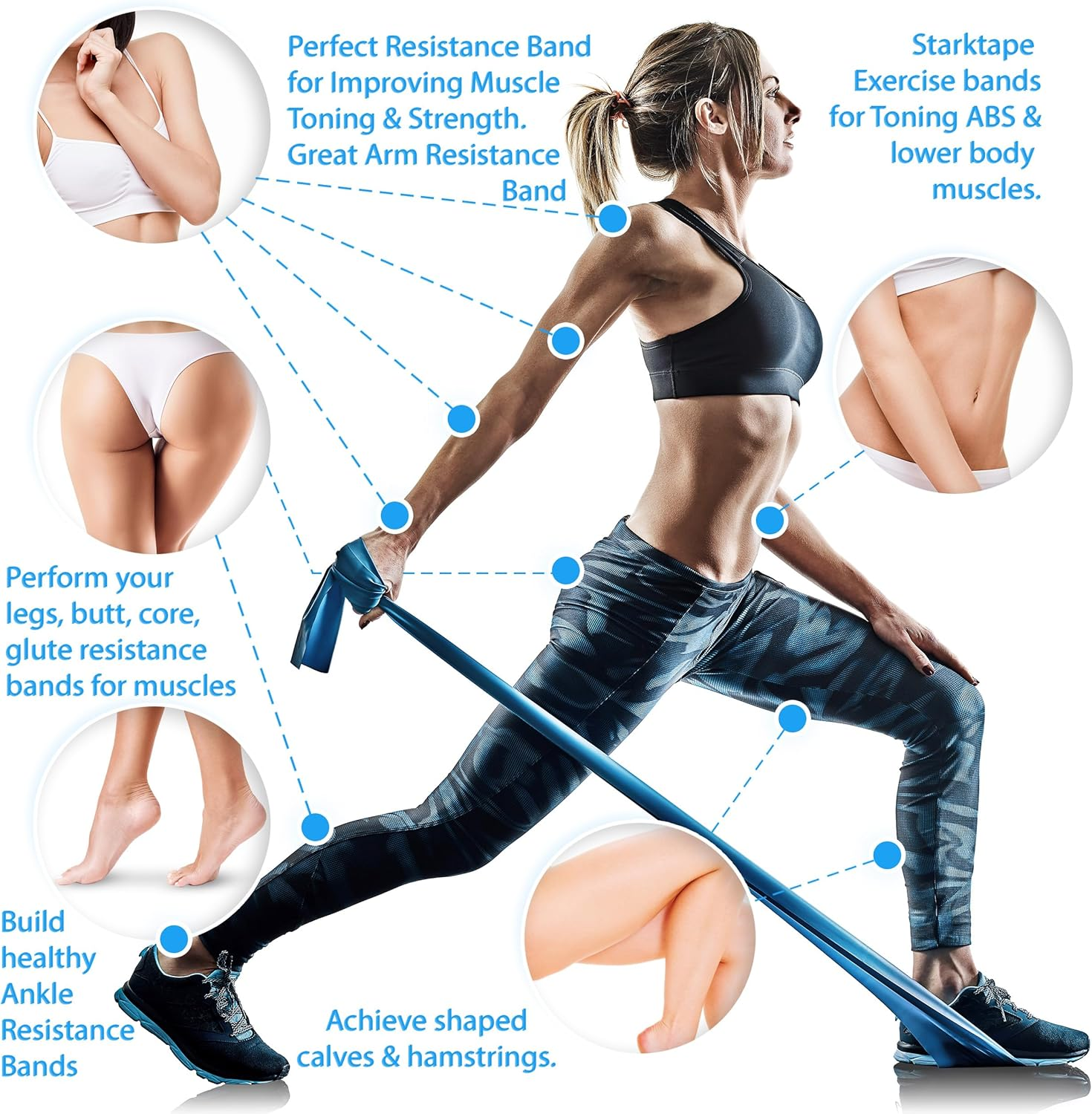 Starktape Resistance Bands Professional 8,16, 25, 50 Yards Bulk Rolls. Latex-Free Elastic Physical Therapy Band. No Scent, No Powder - Perfect for Home Exercise, Yoga, Pilates, Gym, Rehab, Workout