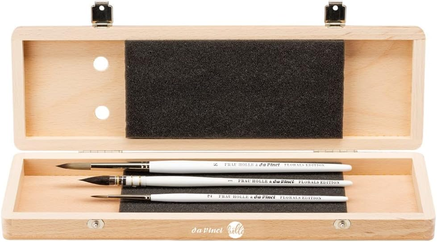 Brush Set in Wooden Box Woman Hell & Da Vinci, Loose Watercolour Florals - 3 Brushes, Green image number 2