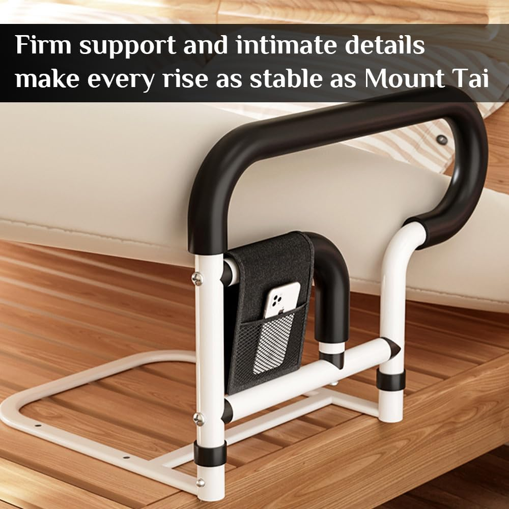 Senior Bed Rail, Bedside Support Rail with Non-Slip Ergonomic Handle and Storage Pocket, Bedroom Support Rails, for Seniors and Those with Limited Mobility image number 1