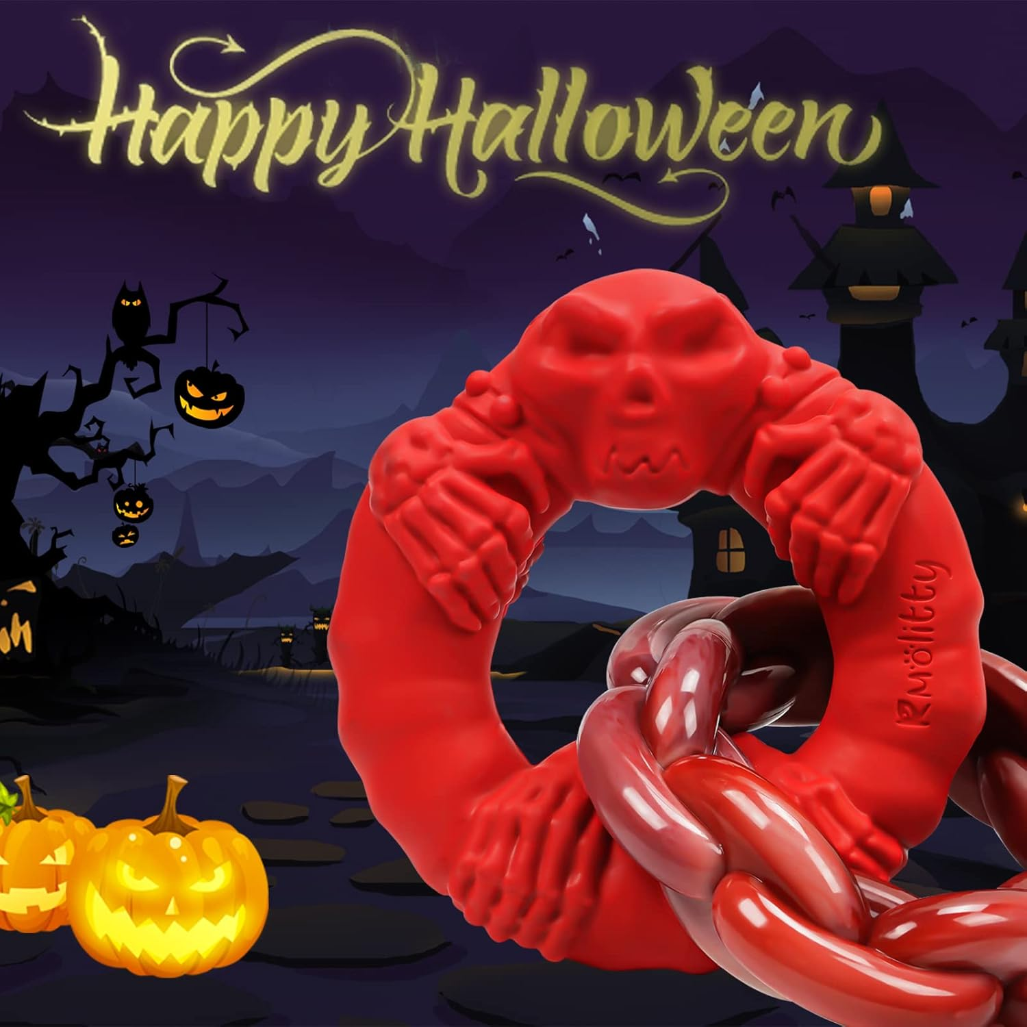 Zimtty Dog Toys for Aggressive Chewers Large Medium Breed Dogs, Indestructible Interactive Tough Non-Toxic Natural Rubber & Nylon Tough Teething Double-Ring Chew Toys