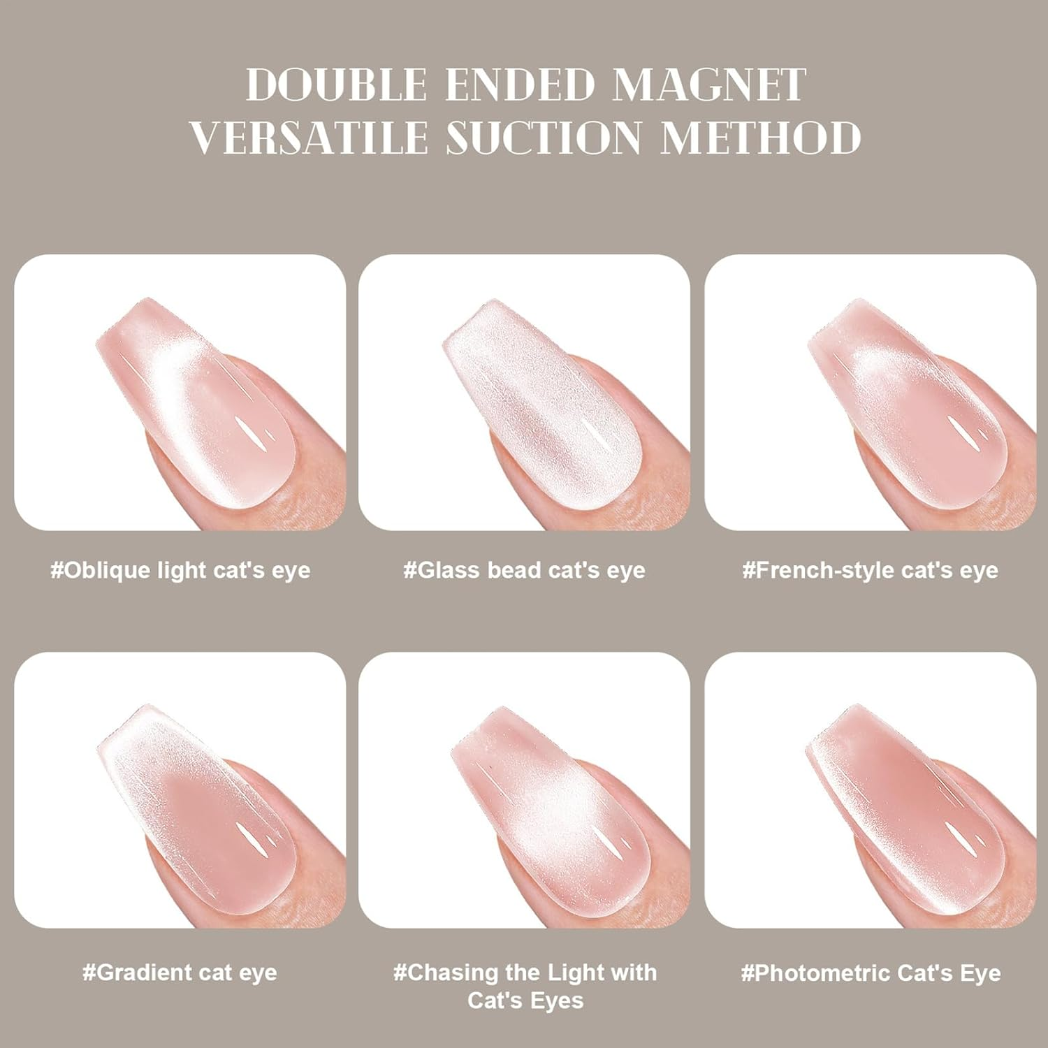 Zibeem Kitten Eye Magnet for Nails,Double-Tip Kitten Eye Magnet for Nails | Fingernails Polish Accessories Multi-Functional Manicure Art for Gathering Home Traveling Studio Salon image number 2