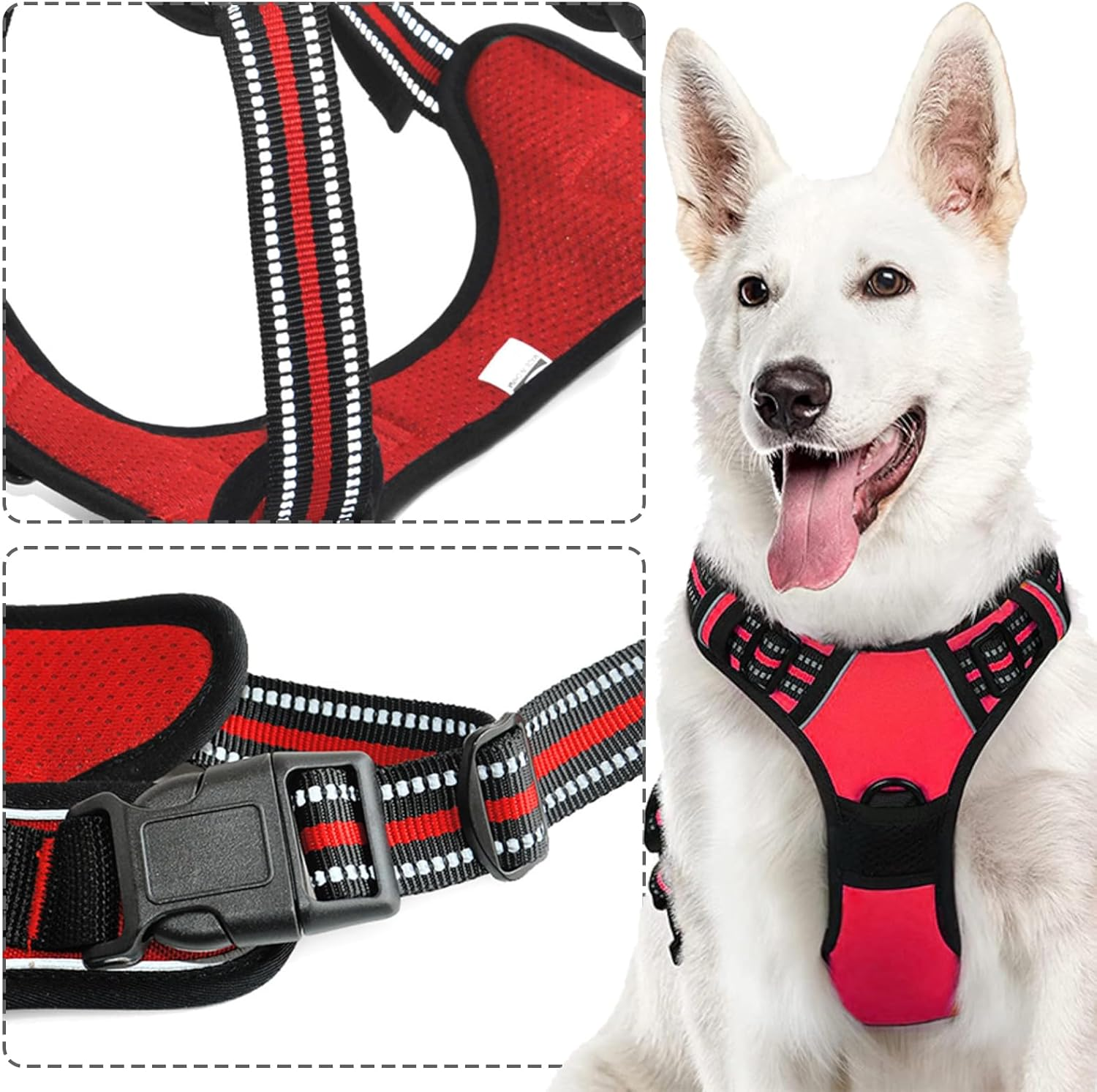 DKDDSSS Dog Harness Large Dog No Pull Pet Harness Dog Vest Harness, Adjustable Soft Padded Pet Vest Harness, Y Shaped Harness, Dog Harness, Easy Control Handle for Training or Walking, L