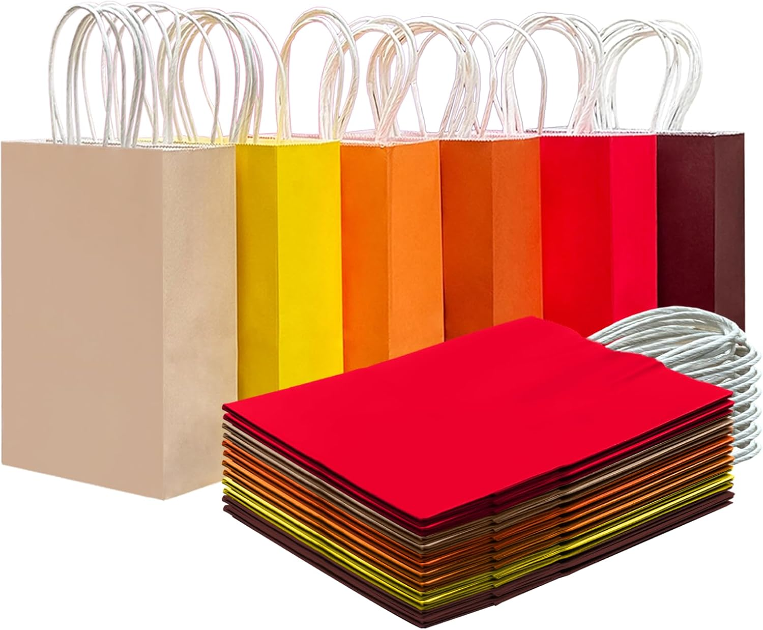 Qiqee 24PCS Medium Size 27X12X20Cm with Handles Bulk Gift Bags 24 Different Senior Color Bags Multiple Uses (8X5X11Inch, Medium Size)