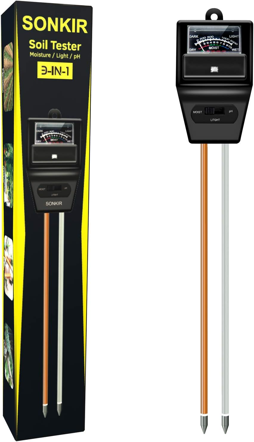 SONKIR Soil Ph Meter, MS09 3-In-1 Soil Moisture/Light/Ph Tester Gardening Tool Kits for Plant Care, Great for Garden, Lawn, Farm, Indoor & Outdoor Use (Black) image number 2