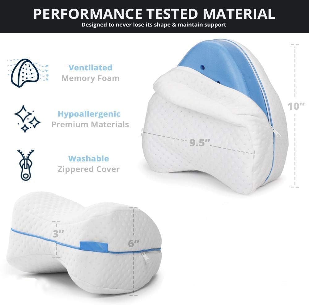 Haundry Knee Pillow for Side Sleepers with Elastic Strap, Memory Foam Leg Pillow, Ideal for Spine Alignment, Hip, Back & Joint Pain Relief - for Better Sleeping with Breathable & Washable Cover image number 1