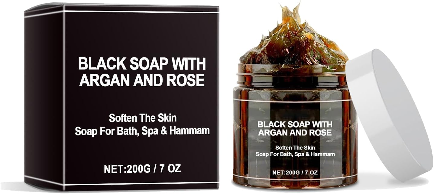 Morocco Black Soap &ndash; Exfoliating Body Scrub Bar with Argan and Rose for Deep Cleaning, Natural African Black Soap Suitable for All Skin Types (01) image number 6