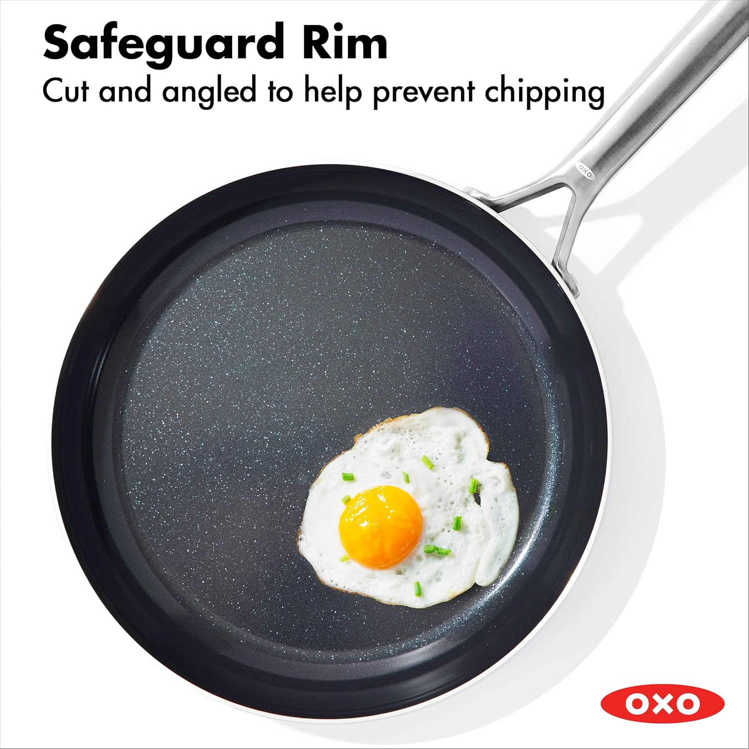 OXO Mira Tri-Ply Stainless Steel Pfas-Free Nonstick, 12" Frying Pan Skillet, Induction, Multi Clad, Dishwasher and Metal Utensil Safe