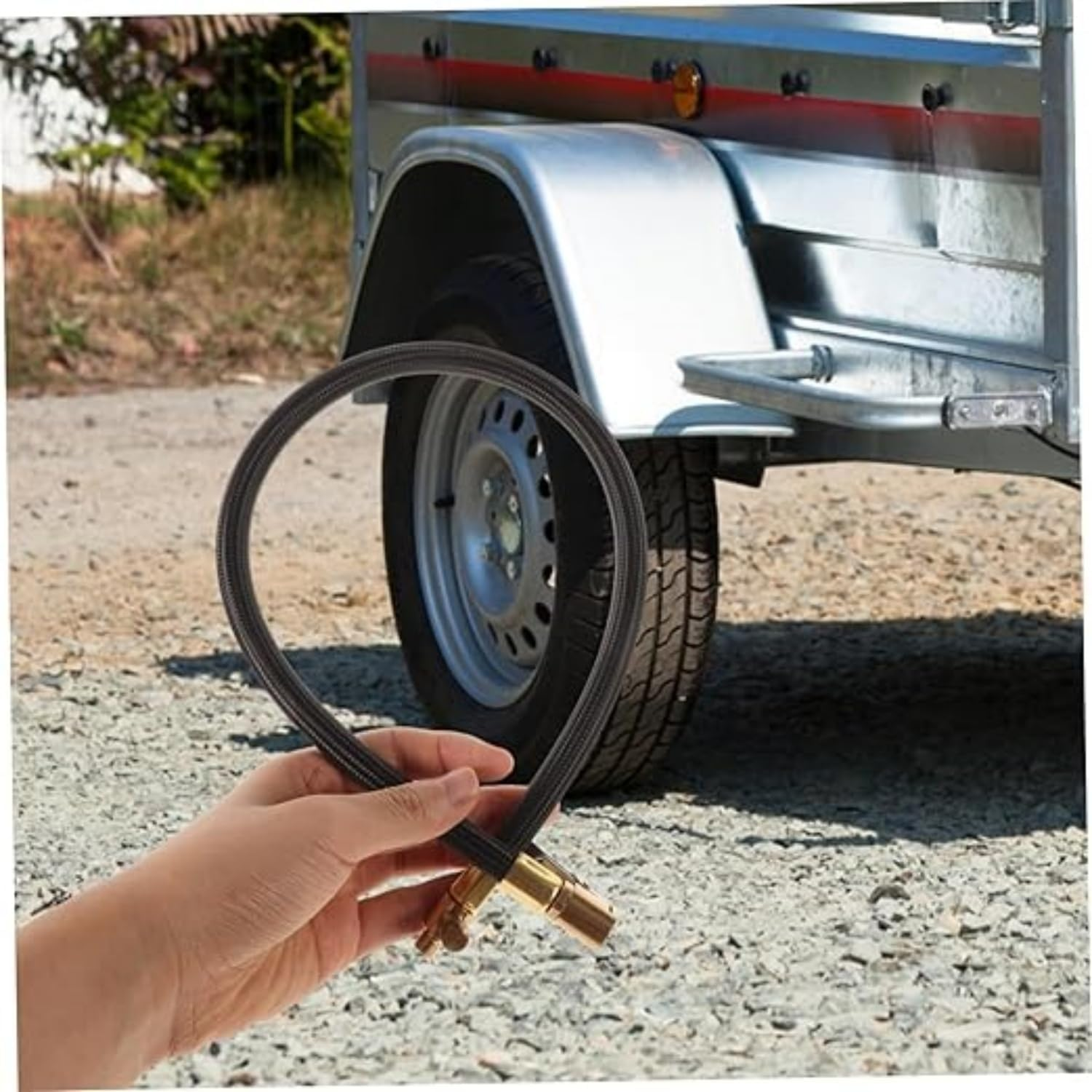 Car Air Pump Tire Inflator Air Pump Pipe Air Hose Attachments Air Pump High Pressure Hose Bicycle Pump Adapter Tire Air Tube Air Compressor Attachments for Inflatables Steel (Black) image number 2