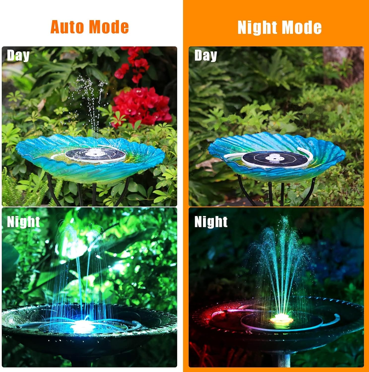 AISITIN 3.5W LED Solar Fountain 7.1In（18Cm ) 3000Mah Built-In Battery Solar Water Pump Floating Fountain with 6 Nozzles for Bird Bath for Fish Tank, Pond or Garden Decoration Solar Water Fountain