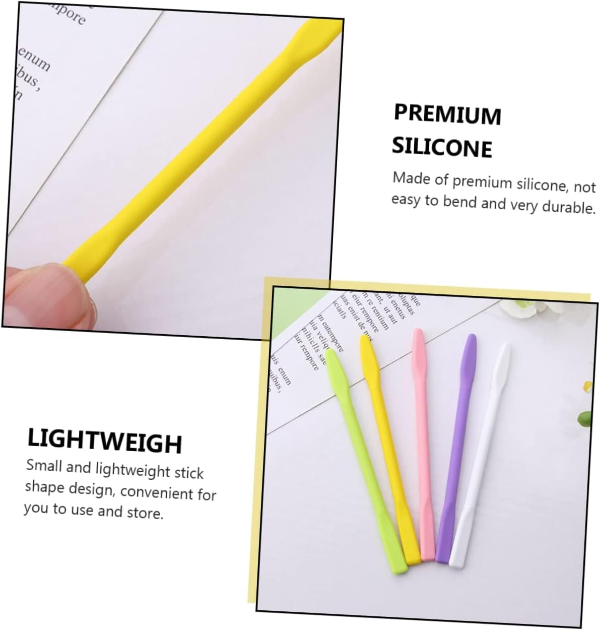 Ksngtixe 6PCS Silicone Stirring Rods, Reusable Mixing Sticks for Facial Masks & Paint, Break-Resistant DIY Applicators for Mud Masks, Easy to Use Makeup Tools (Random Colors)