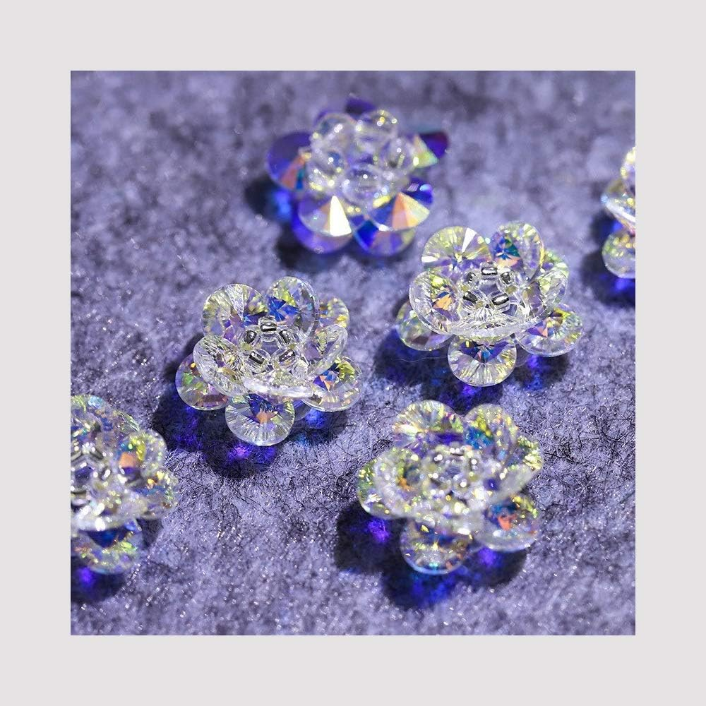 HANGQINGHENG Nail Art Shiny Crystal Flower 3D High Translucent Nail Jewelry Nail Zircon Snowflake Decoration image number 2