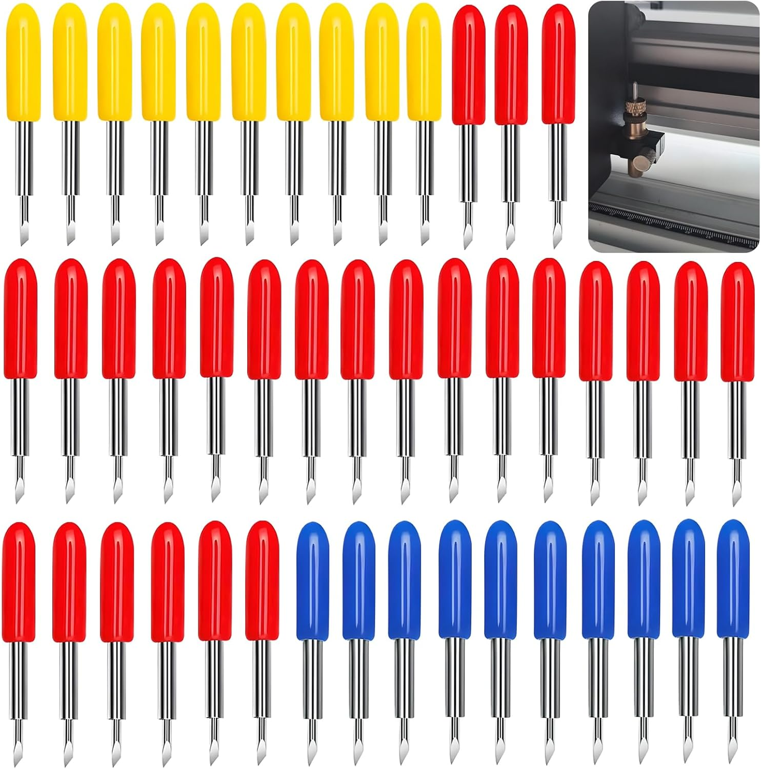 40 Pcs Replacement Blades for Cutting Machines - Compatible with Explore Air 2/Air 3/Maker Series - Includes 10 Fine-Point, 20 Standard and 10 Deep-Cut Blades for All Crafting Materials image number 3