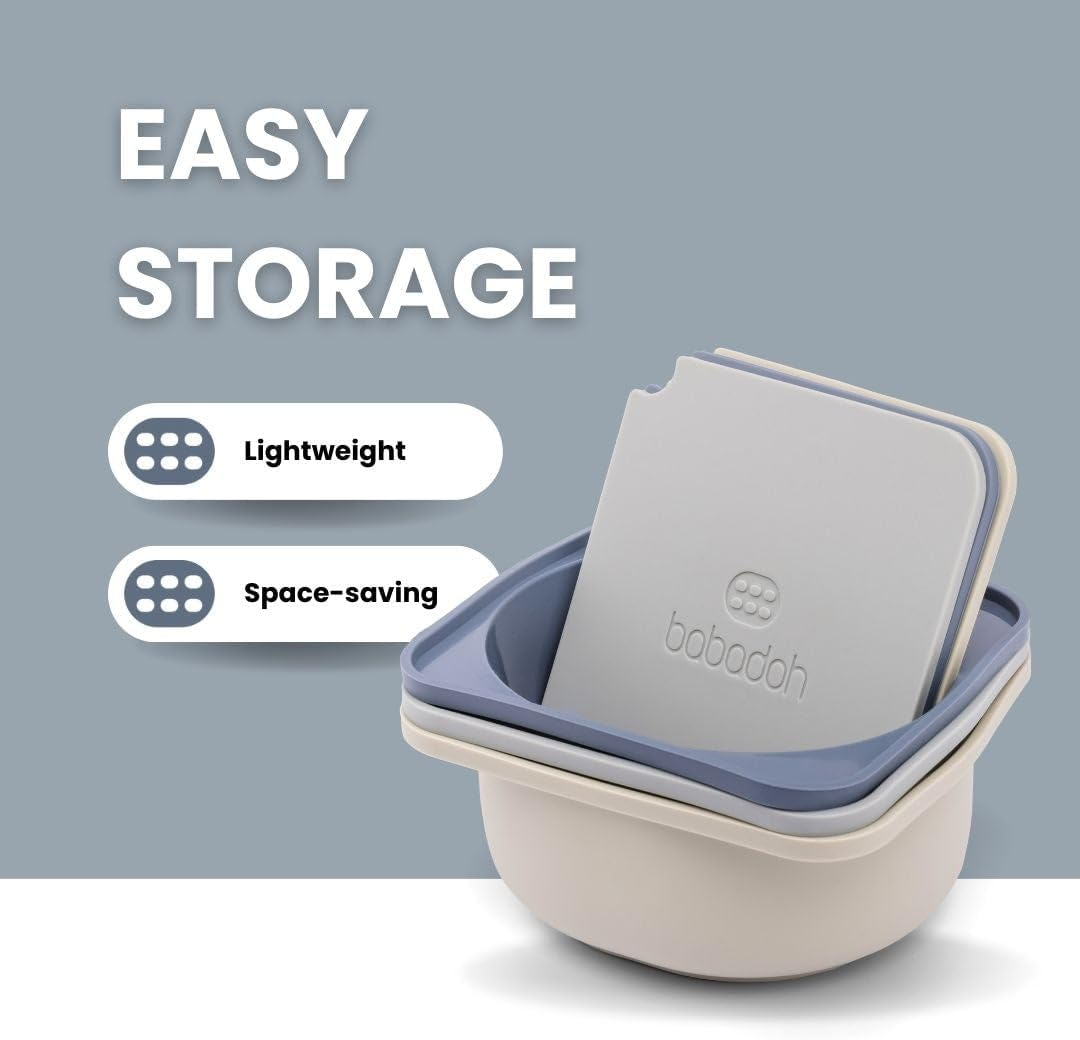 Babadoh Big Pizza Dough Proofing Silicone Containers with Lids | Pizza Making Accessories | Set of 3 | Multi Blue (1 Dough, 1 Smoke, 1 Steel) | Big Size (Make 12"-16" Pizzas) - Multi Blue image number 3