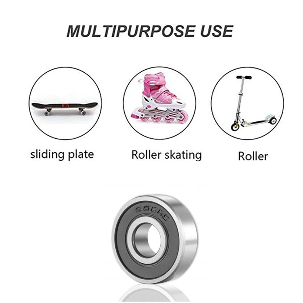 20PCS Rolling Bearings 608 2RS Skateboardball Bearings, Bearing Steel and Double Rubber Sealed Miniature Deep Groove Ball Bearings for Roller Skating (8Mm X 22Mm X 7Mm) image number 4